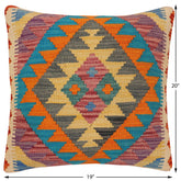handmade Traditional Pillow Rust Blue Hand-Woven SQUARE 100% WOOL  Hand woven turkish pillow  PILLOW